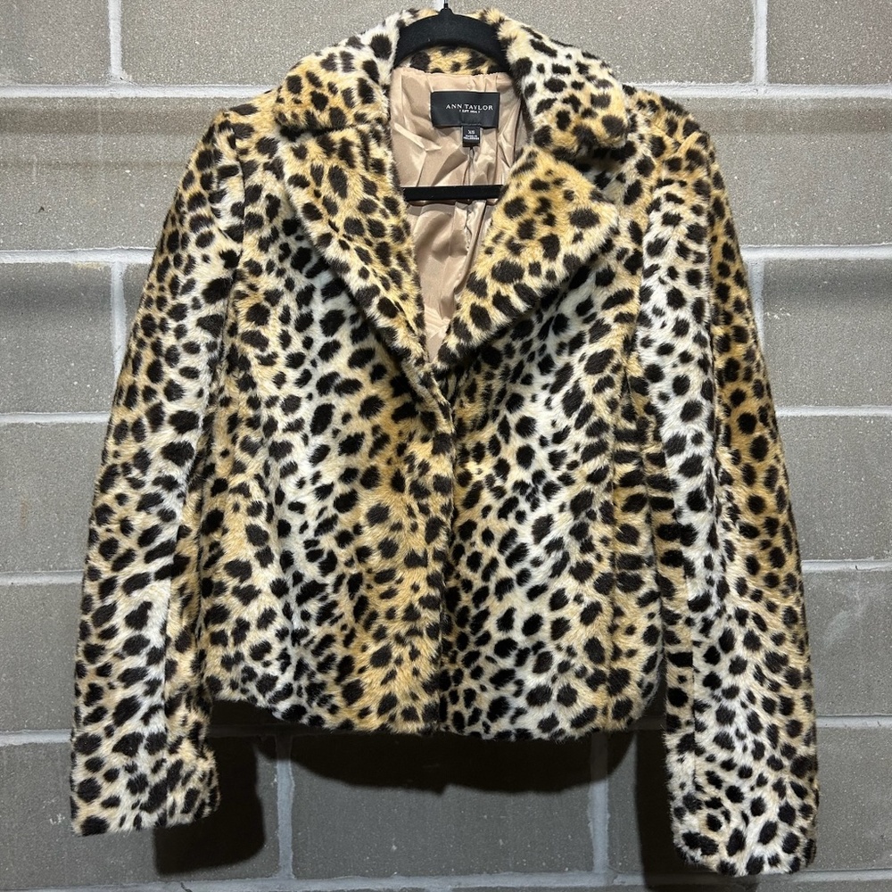 Ann Taylor Cheetah Print Fur Blazer